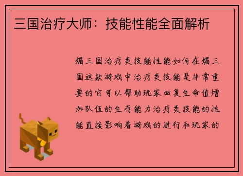 三国治疗大师：技能性能全面解析